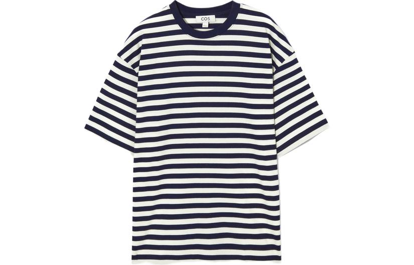 COS T Shirts Women's Navy Blue Crew Neck Moderate Straight Fit