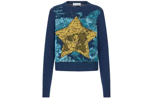 DIOR Quarterly New Products Cashmere Sweaters Women's Blue Crew Neck Moderate