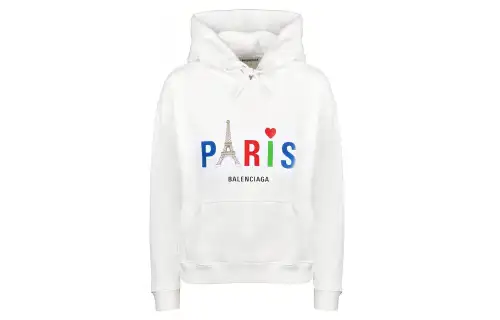 Balenciaga Sweatshirts Women's White Hooded Moderate Regular