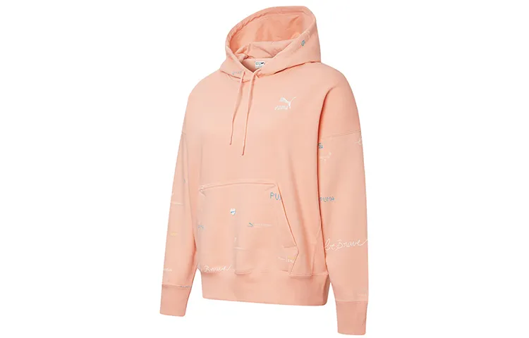 PUMA Sweatshirts Women's Apricot Red Hooded Moderate Regular