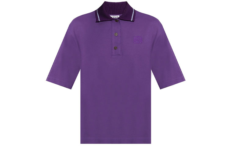 LOEWE Polo Shirts Women's Purple Polo Collar Moderate Straight Fit