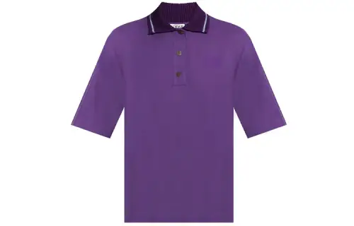 LOEWE Polo Shirts Women's Purple Polo Collar Moderate Straight Fit