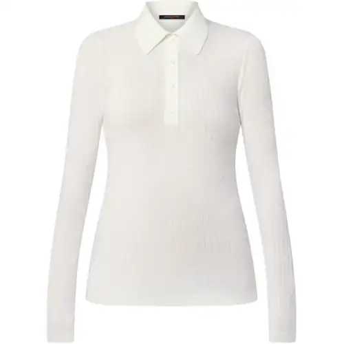 Lv Long Sleeved Rib Knit Polo Top