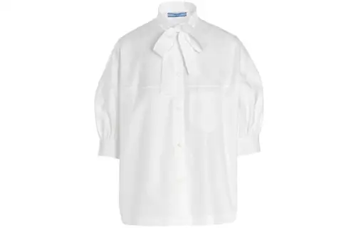 PRADA Shirts Women's White Scarf Collar Moderate Shirt