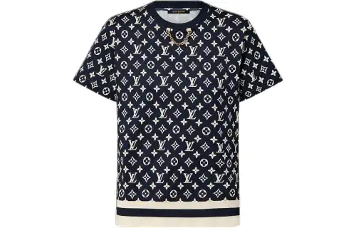 LOUIS VUITTON Stripe Accent Monogram T-Shirt