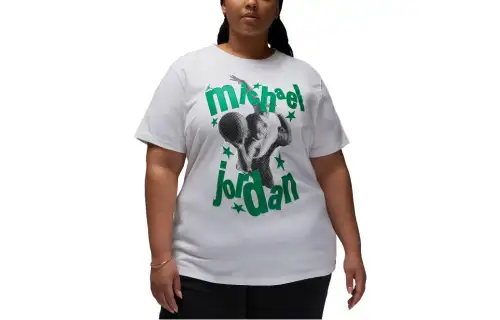 Jordan T Shirts Women's White Crew Neck Moderate Straight Fit