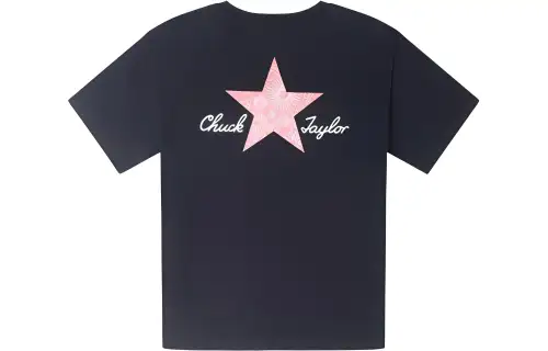 Converse T Shirts Women's Black Crew Neck Moderate Straight Fit