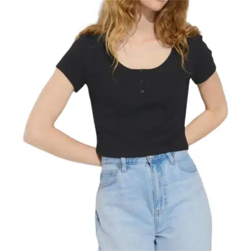 UNIQLO T Shirts Women's Black Crew Neck Moderate