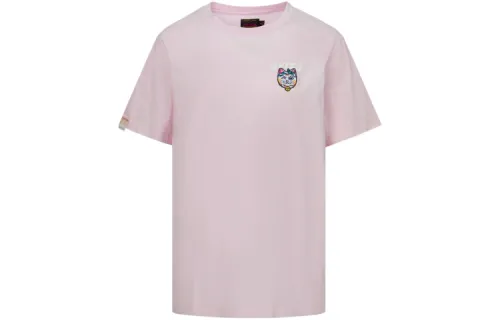 EVISU T Shirts Women's Pink Crew Neck Moderate Straight Fit