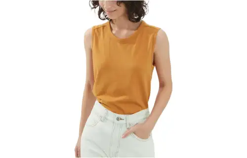 UNIQLO T Shirts Women's Yellow Crew Neck Moderate Straight Fit
