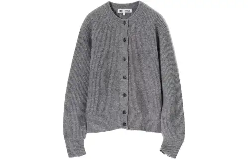 UNIQLO X CDC Sweaters Women's Lead Gray Crew Neck Moderate Cardigan
