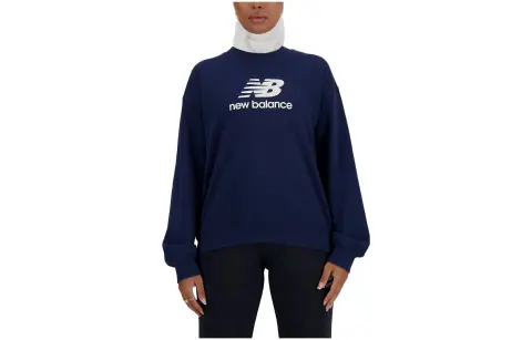 New Balance Sport Essentials French Terry Logo Crew Sweater Women's Blue