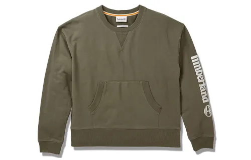 Timberland Sweatshirts Women's Army Green Crew Neck Moderate Regular
