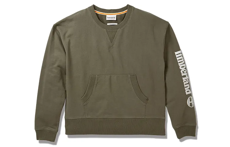 Timberland Sweatshirts Women's Army Green Crew Neck Moderate Regular