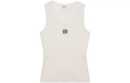 LOEWE Women's Anagram Cotton Tank Top White/Black