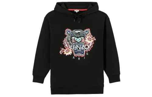 KENZO Sweatshirts Women's Black Hooded Moderate Regular