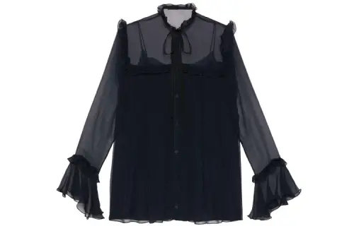 【Previous Season】ruffle-detail silk chiffon shirt