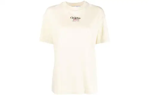 OFF WHITE SS23 Regular Sleeve T Shirt Women's Beige Slim Fit