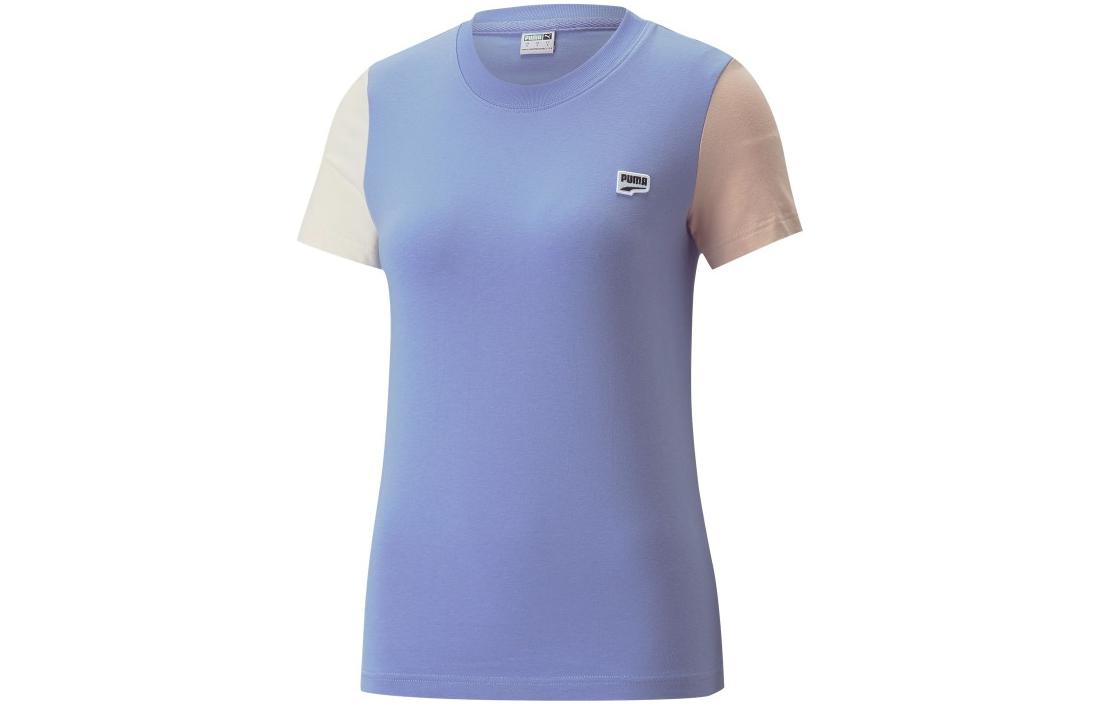PUMA Downtown T Shirts Women's Purple Crew Neck Moderate Straight Fit