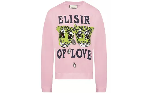 GUCCI Sweatshirts Women's Pink Crew Neck Moderate Regular