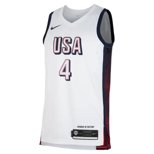 Nike Basketball 2024 Swingman Player Jersey Alphanumeric Sleeve No. 4 Basketball Vest Universal White