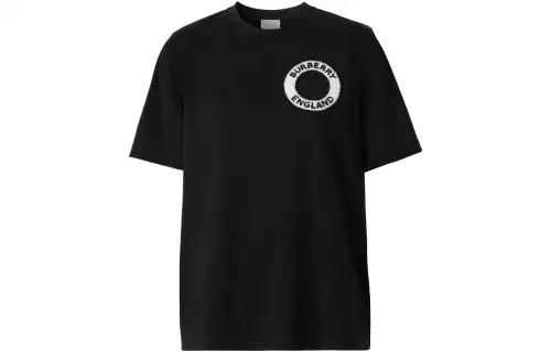Burberry T Shirts Women's Black Crew Neck Moderate Straight Fit