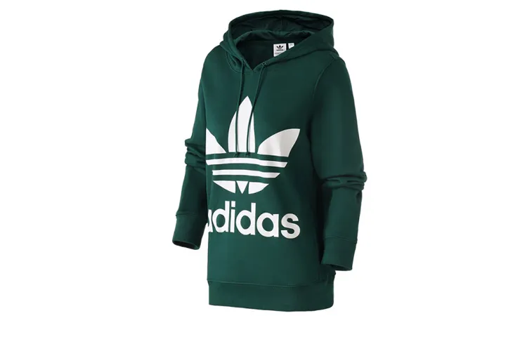 Adidas Originals Sweatshirts Women's Forest Green Hooded Moderate Regular