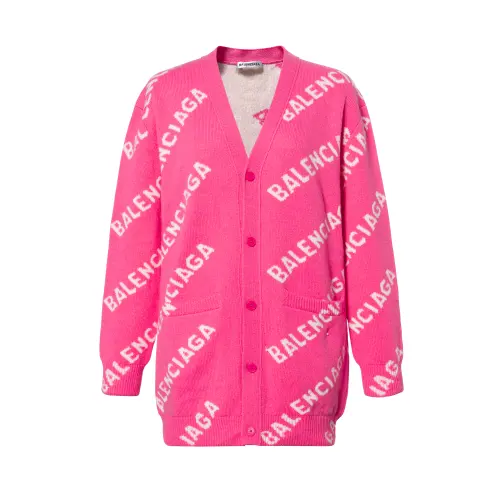 Balenciaga Women's All-over Logo Cardigan In Pink