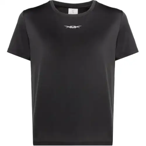 Reebok T Shirts Women's Black Crew Neck Moderate Straight Fit