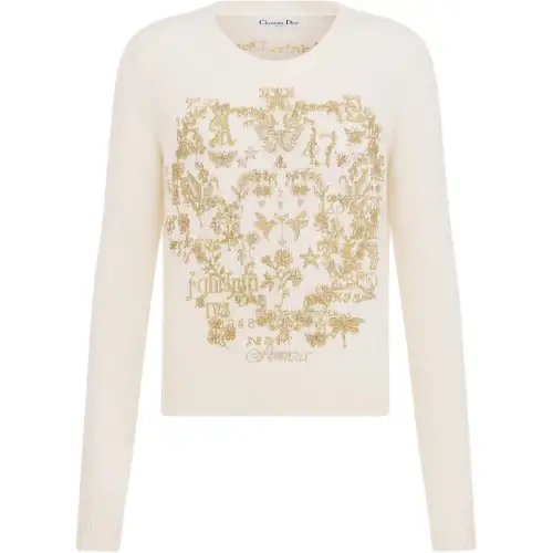 DIOR Sweaters Women's Beige Crew Neck Moderate Other