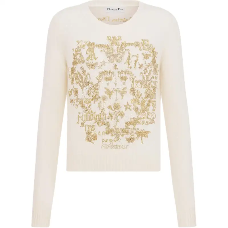 DIOR Sweaters Women's Beige Crew Neck Moderate Other