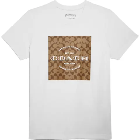 COACH T-Shirts Women's White Crew Neck Moderate Straight Fit