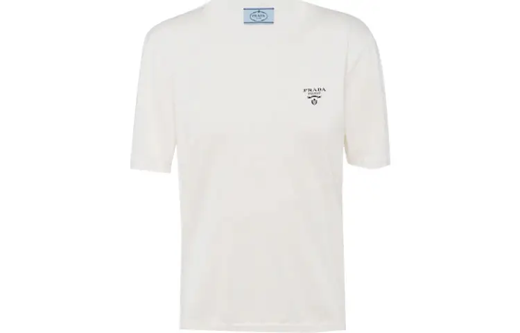 PRADA Intarsia Knit Short Sleeve Jumper Powder Pink