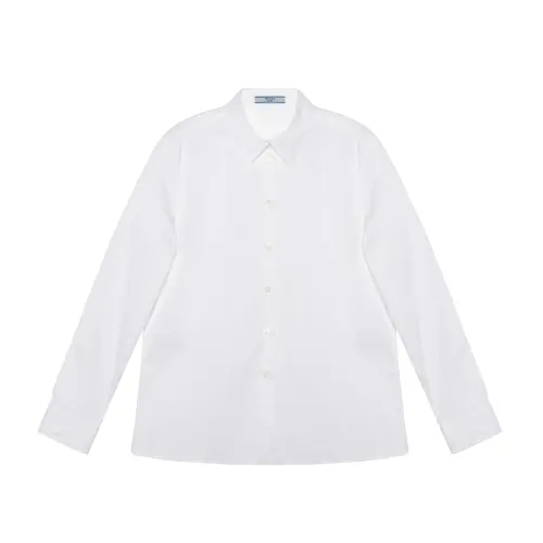 PRADA Shirts Women's White Lapel Moderate Shirt