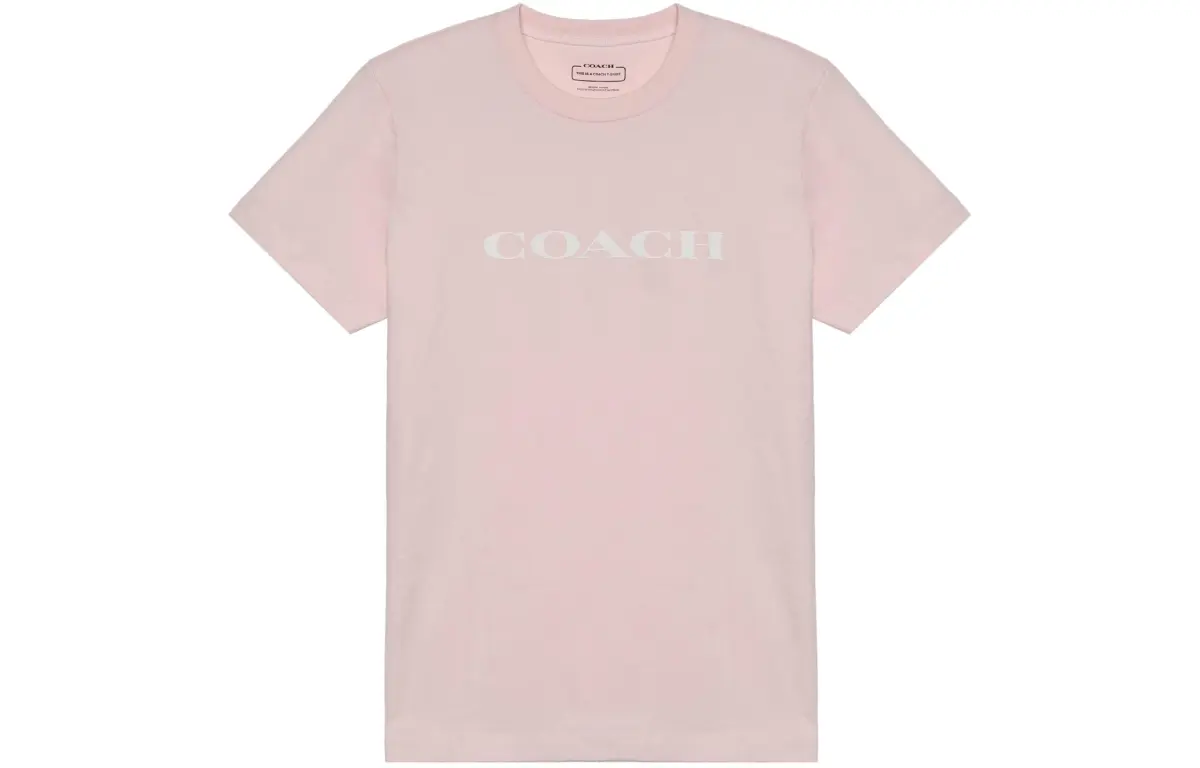 COACH T-Shirts Women's Pink Crew Neck Moderate Straight Fit