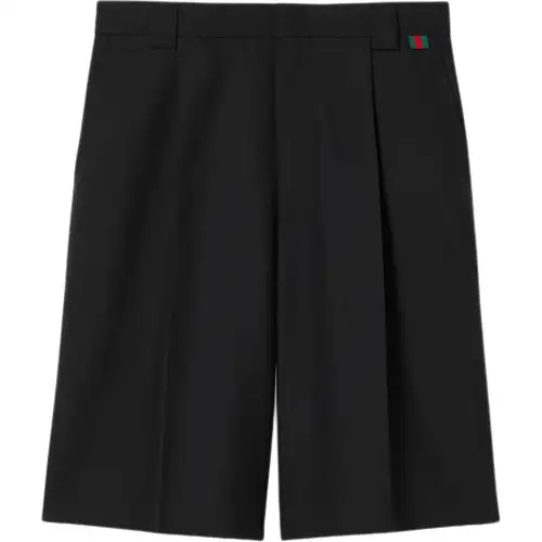 GUCCI Twill Web Pleated Gabardine Shorts