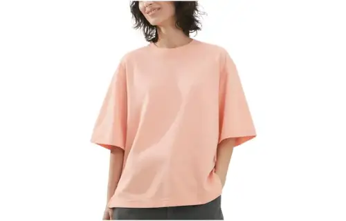 UNIQLO U Collection T Shirts Women's Pink Crew Neck Moderate Straight Fit