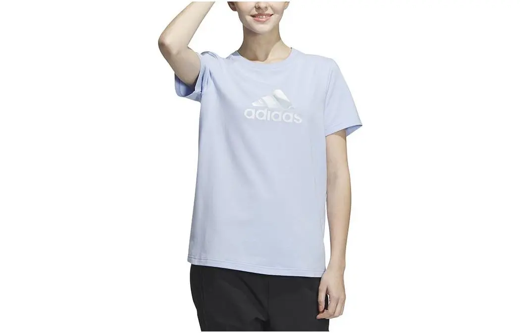 Adidas T-Shirts Women's Purple Crew Neck Moderate Straight Fit