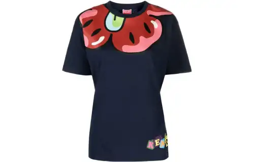 KENZO Printed Neck T Shirt 'Blue'