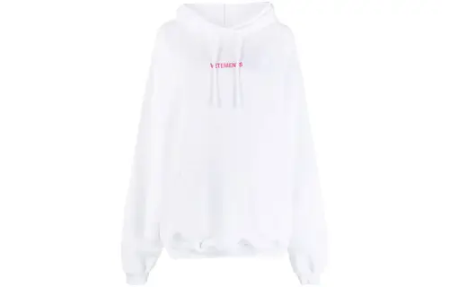 Vetements Logo Label Hoodie 'White/Hot Pink'