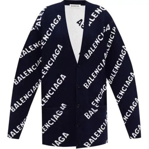 Balenciaga Diagonal Monogram Logo Cardigan 'Navy/White'