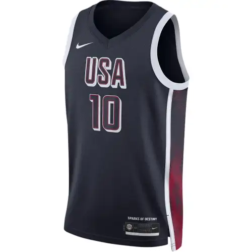 Nike USA Basketball Team Olympic Series SS24 Dri-FIT Jason Tatum Letter Number Printed V-neck Pullover Sleeveless Basketball Jersey Men's Navy