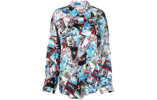 Balenciaga Shirts Women's Blue Lapel Moderate
