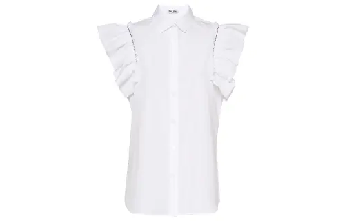 MIU MIU Shirts Women's White Square Collar Moderate Shirt