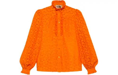 GUCCI X THE NORTH FACE Gucci X The North Face Shirts Women's Orange Stand Collar Moderate Other