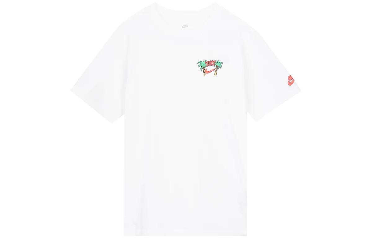 Nike Women'ss Botanical Print Retro Loose Fit Crewneck T-Shirt White