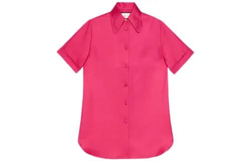 GUCCI Short Sleeve Collared Blouse Pink