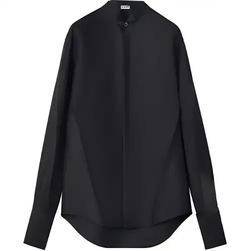 LOEWE Shirts Women's Black Stand Collar Moderate