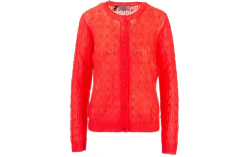 PRADA Knitwear Women's Red Crew Neck Moderate Cardigan