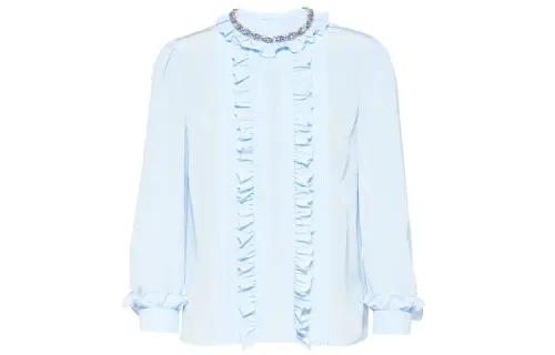 MIU MIU Shirts Women's Blue Stand Collar Moderate Other